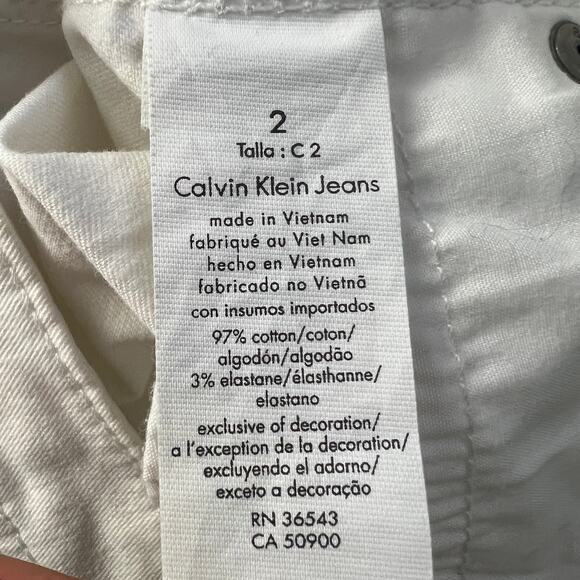 Calvin Klein Skinny Crop Mid-Rise White Denim Jeans Size 2 - Picture 10 of 13